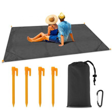 Sand-Free Compact Beach Blanket – Pocket Picnic Sheet for Outdoor Use, Travel & Festivals | Soft, Quick-Drying, with 4 Stakes & 1 Carabiner