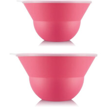 Set of 2 salad bowls 3 l and 4.9 l with silicone lid - BODUM - Topee - Bubblegum