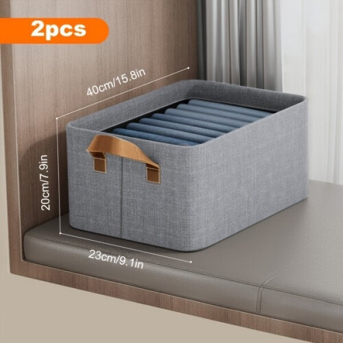 2pcs Foldable Fabric Boxes With Handles Organizer 1
