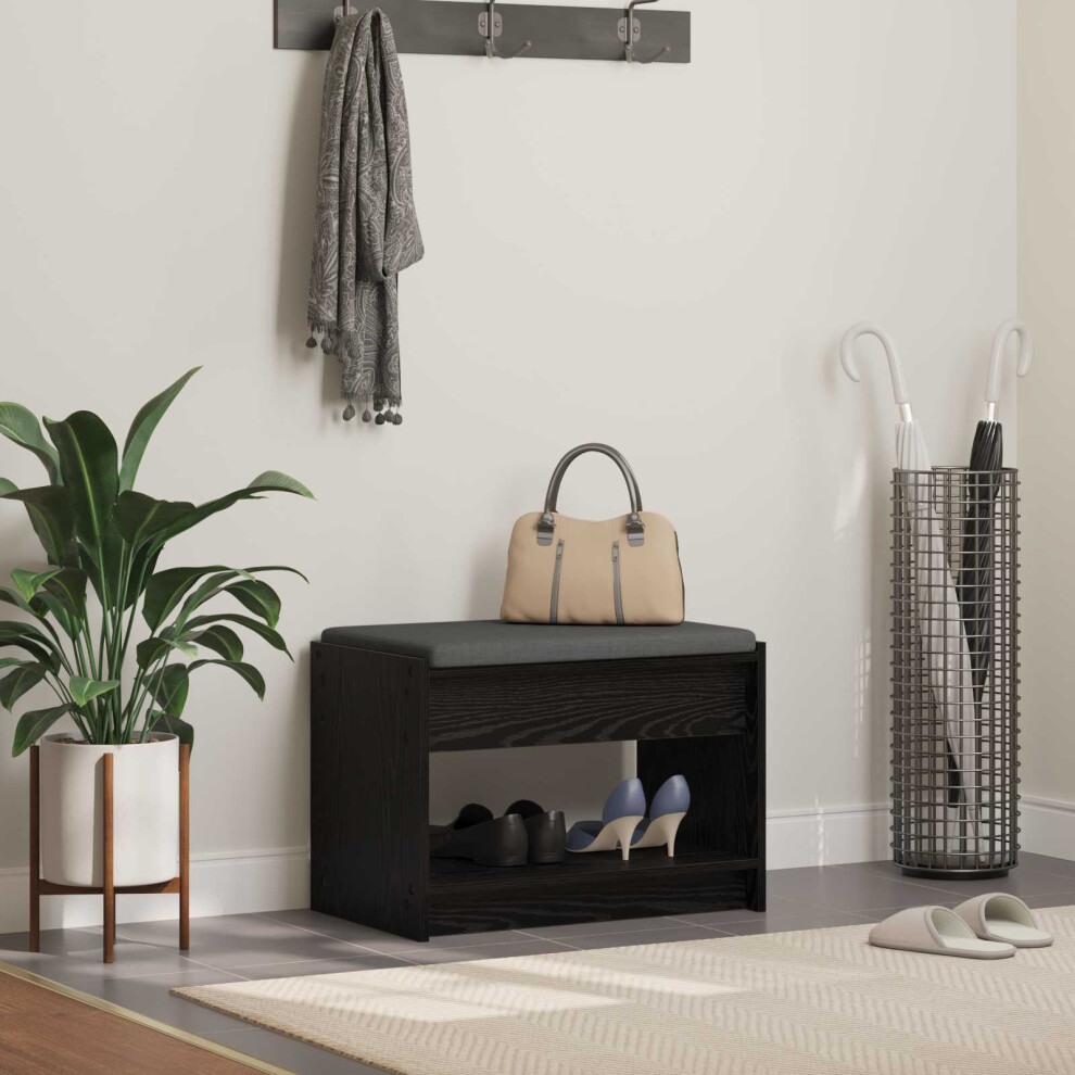 Vidaxl Hall Bench Oak 63 X 38 X 45 Cm Engineered Wood And Fabric Black