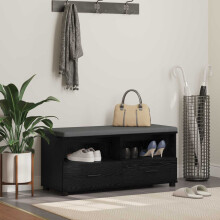 vidaXL Hall Bench with Cushion with Drawer Black Oak 100 x 38 x 46 cm