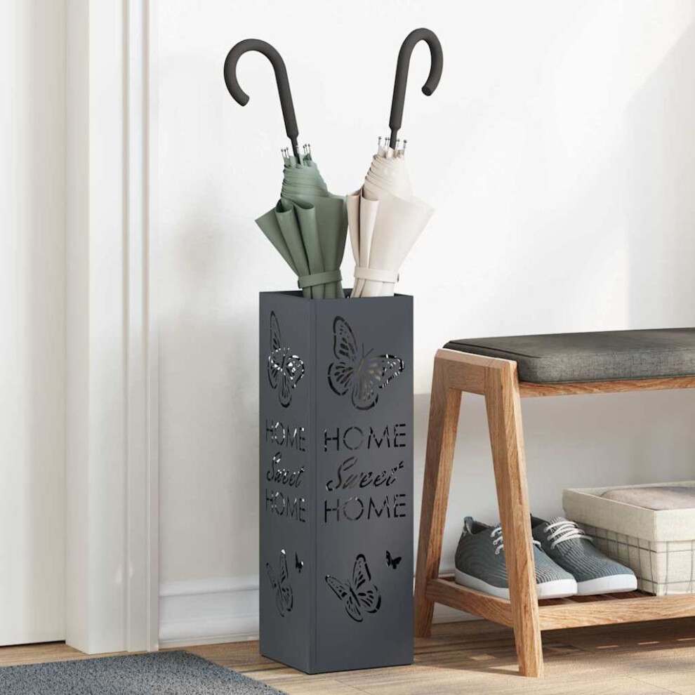 Vidaxl Umbrella Stand 15.5 X 15.5 X 49 Cm Metal Anthracite
