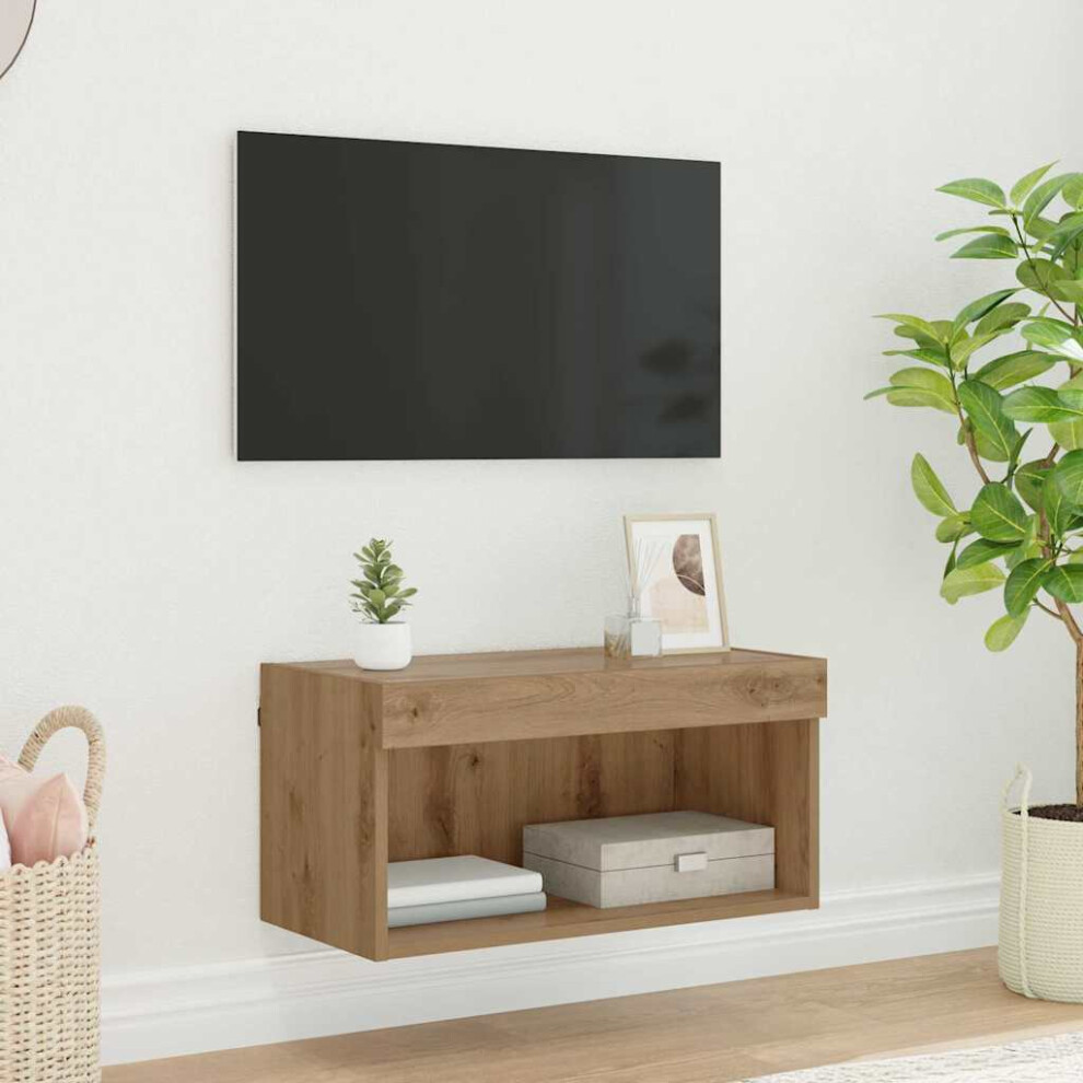 VIDAXL Artisan Oak TV Cabinet with LED Light - Brown - 30 x 60 x 30cm - Image 3