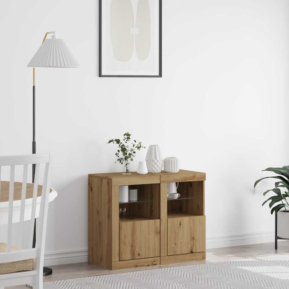 Vidaxl Led Sideboard 2 Pcs Artisan Oak 41 X 37 X 67 Cm Engineered Wood