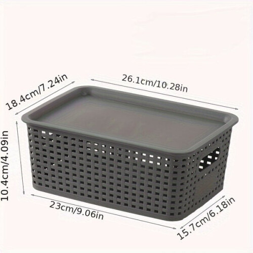Plastic wicker boxes with lids 1