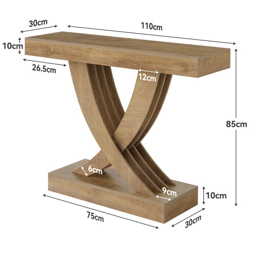 Tribesigns Tribesigns Console Table 110 cm, Rustic Brown Entryway Table with X-Frame, Narrow Hallway Table in MDF Wood 1