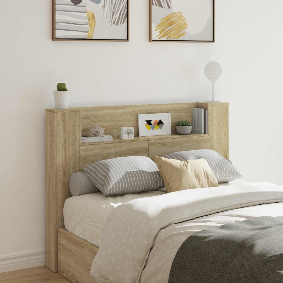 Vidaxl Headboard Cabinet With Led Sonoma 140 X 16.5 X 103.5 Cm