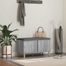 vidaXL Flurbank mit Kissen mit Speicher Graues Sonoma 80 x 38 x 46 cm
