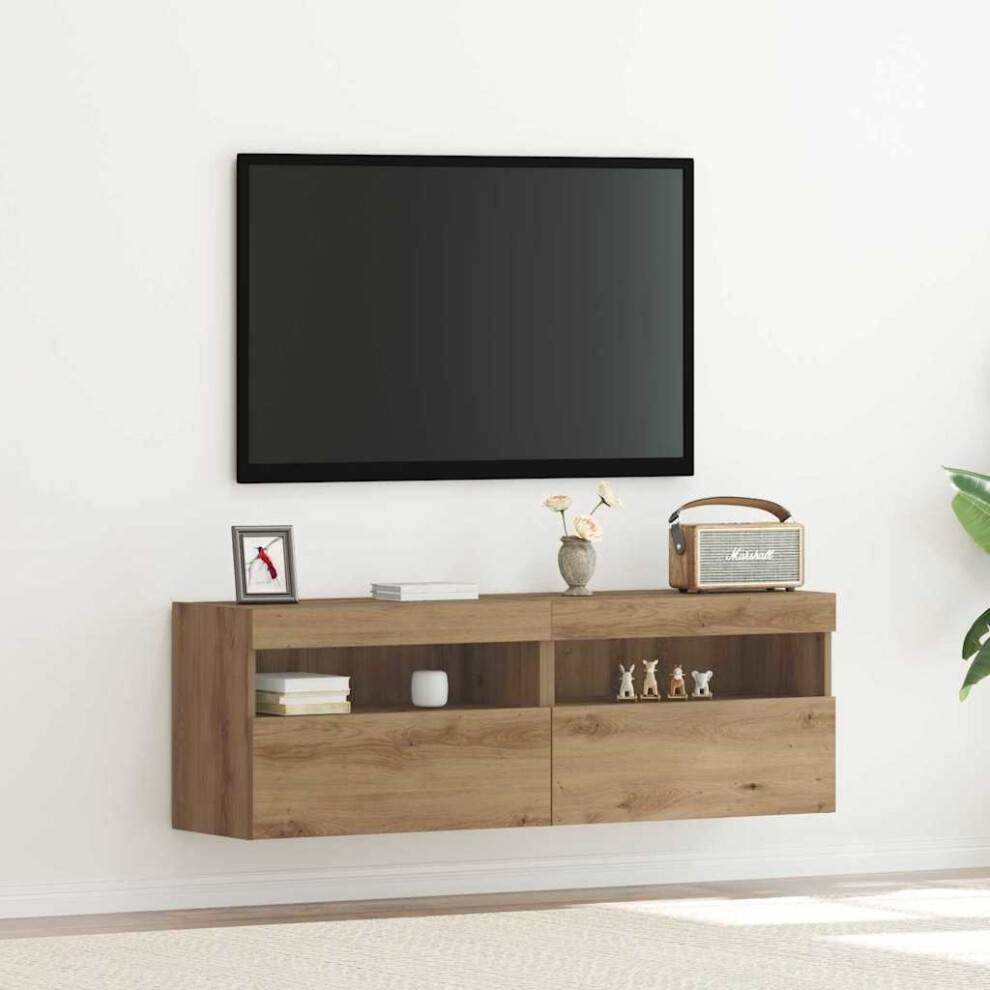 Vidaxl Tv Wall Cabinet Wall-Mounted 2 Pcs Artisan Oak 60 X 30 X 40 Cm