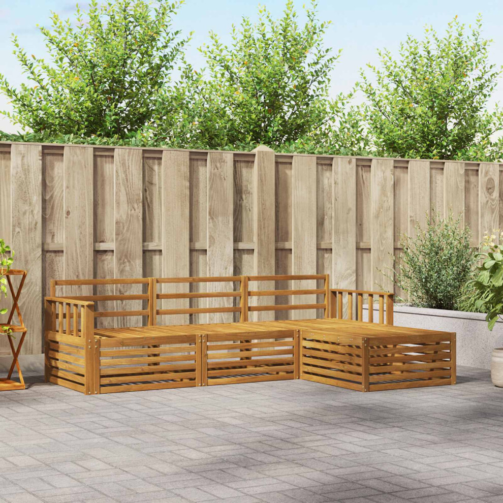 Vidaxl Outdoor Sofa Set 4 Pcs Natural Solid Acacia Wood, Brown - Image 2