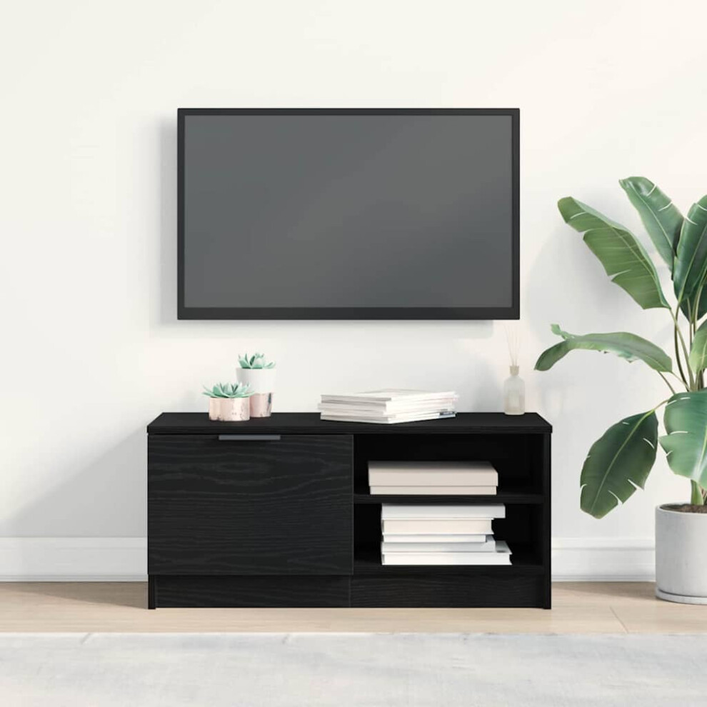 Vidaxl Tv Cabinet Oak 80 X 35 X 36.5 Cm Engineered Wood Black