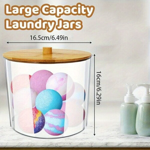 Laundry container with bamboo lid 1