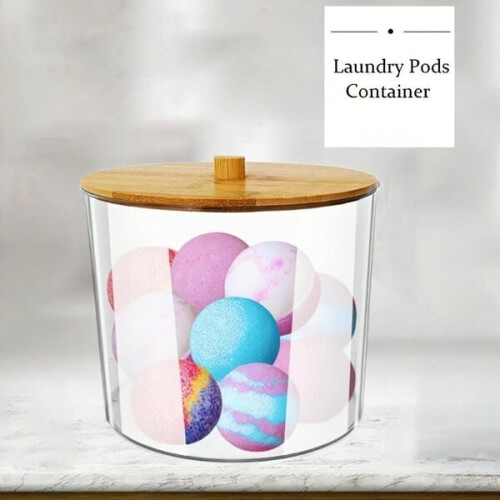 Laundry container with bamboo lid 2