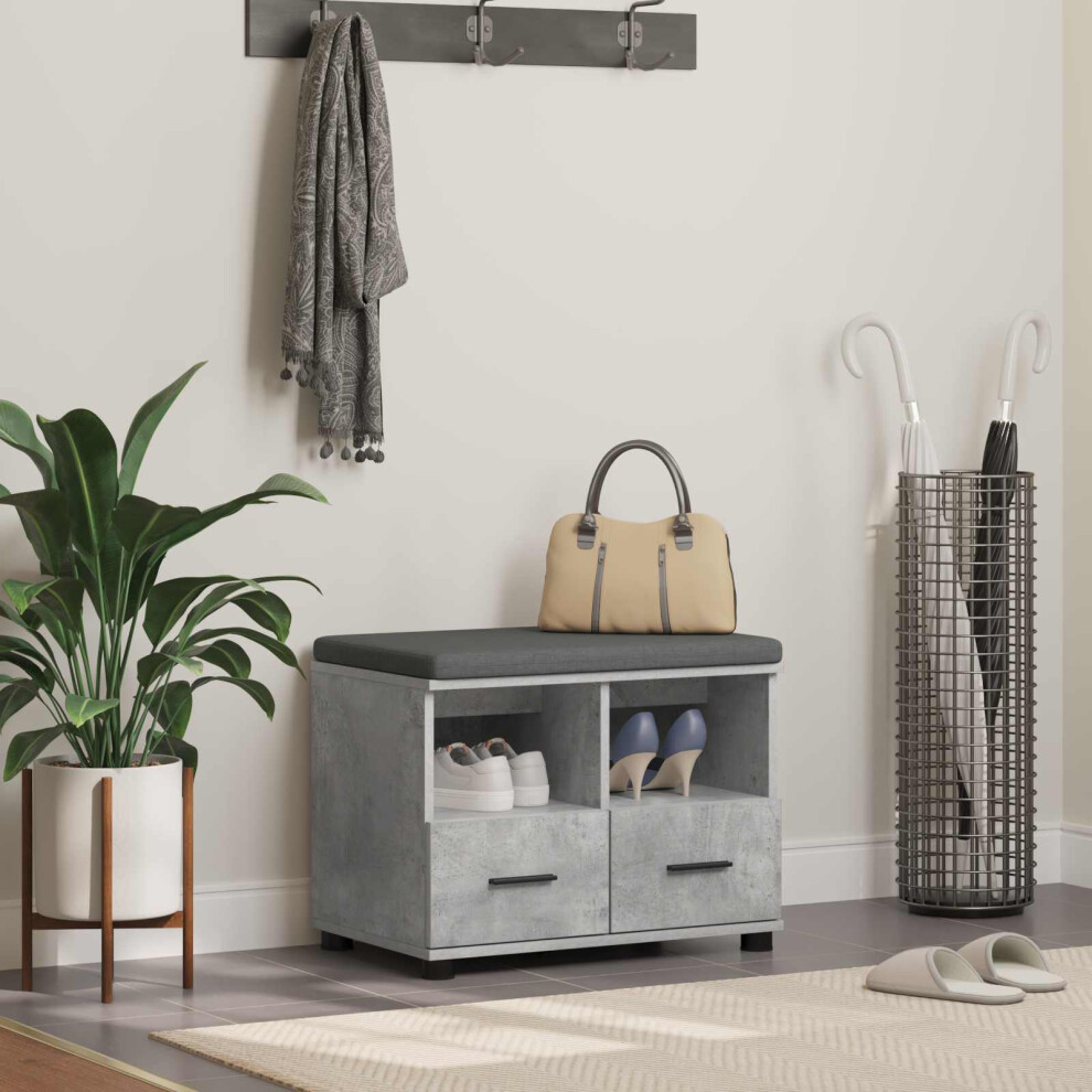 Vidaxl Hall Bench With Cushion Concrete 60 X 38 X 46 Cm Grey