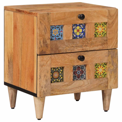 VidaXL vidaXL Bedside Cabinet Natural 40 x 33.5 x 46 cm Solid Mango Wood
