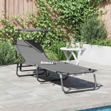 vidaXL Folding Sun Lounger Folding Grey 190 x 57 x 81 cm Oxford