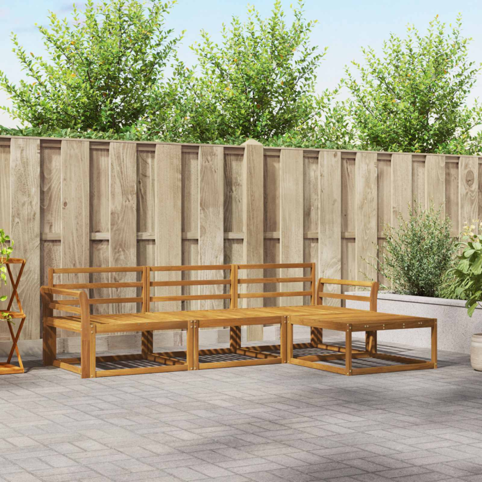 Vidaxl Outdoor Sofa Set 4 Pcs Natural Solid Acacia Wood, Brown - Image 2
