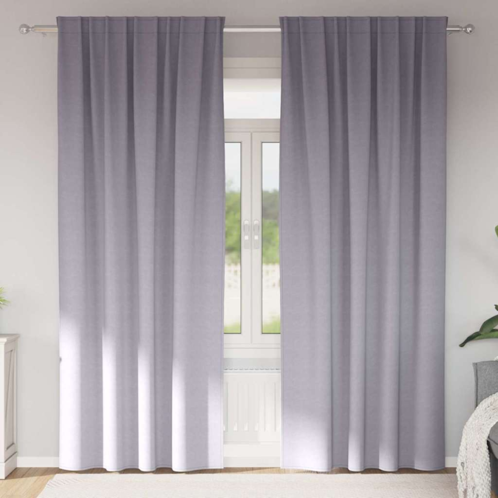 Vidaxl Blackout Curtains With Rings 2 Pcs Metal Grey 245 X 140 Cm