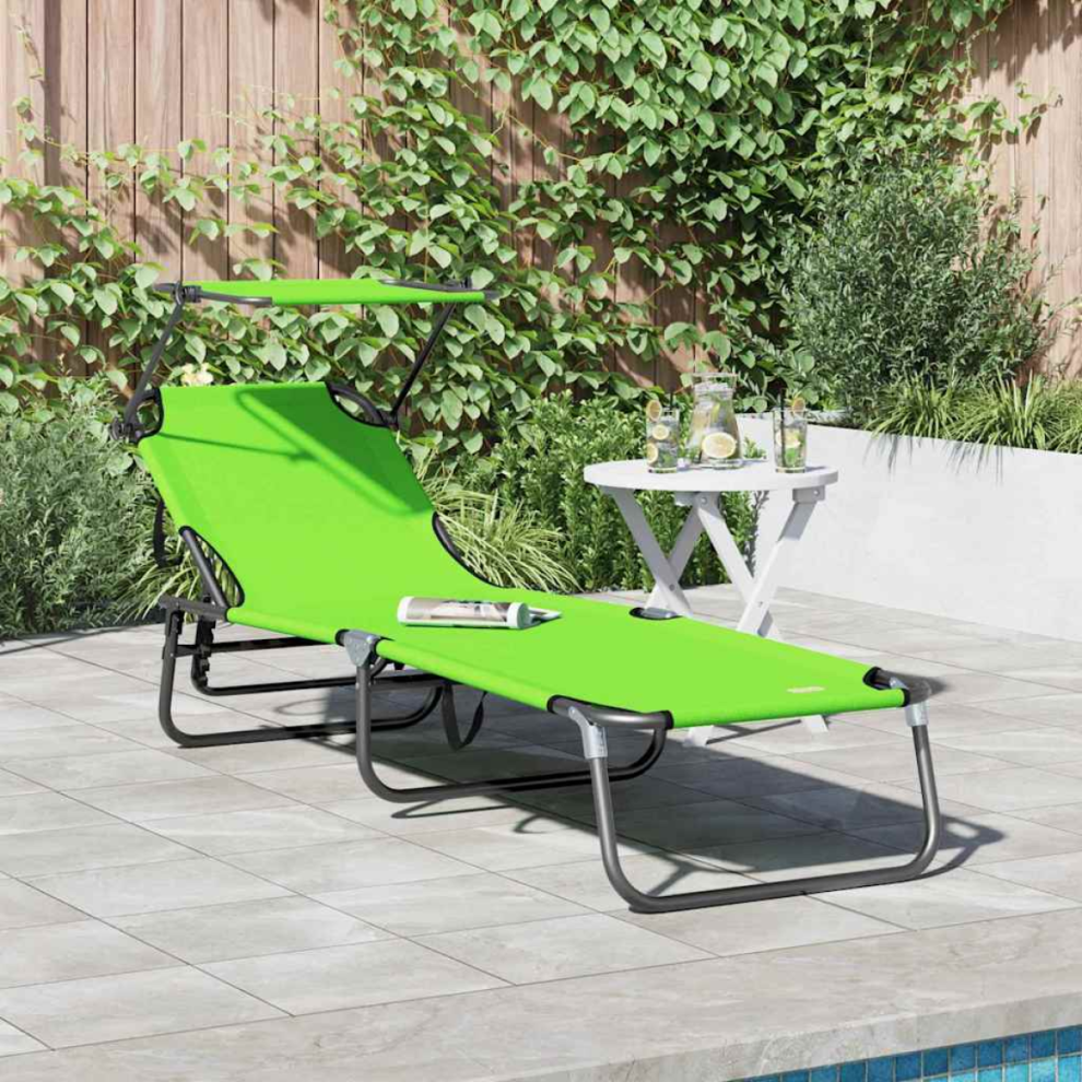 Vidaxl Folding Sun Lounger Folding Green 190 X 57 X 81 Cm Oxford