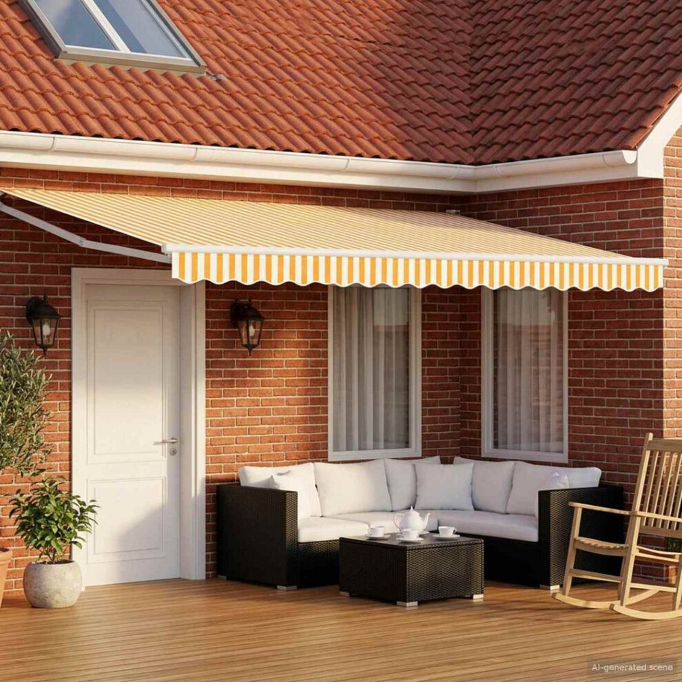 Vidaxl Electric Retractable Awning Yellow And White 4.5 X 3 M