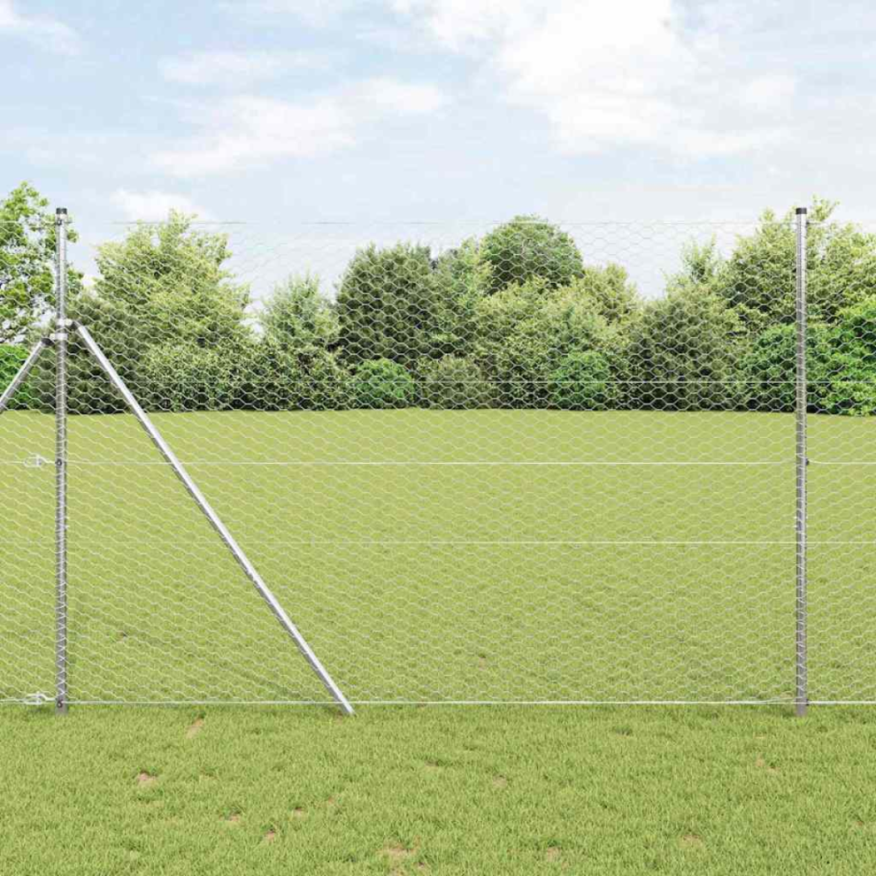 Vidaxl Hexagon Fence Silver 1.5 X 10 M Galvanised Steel