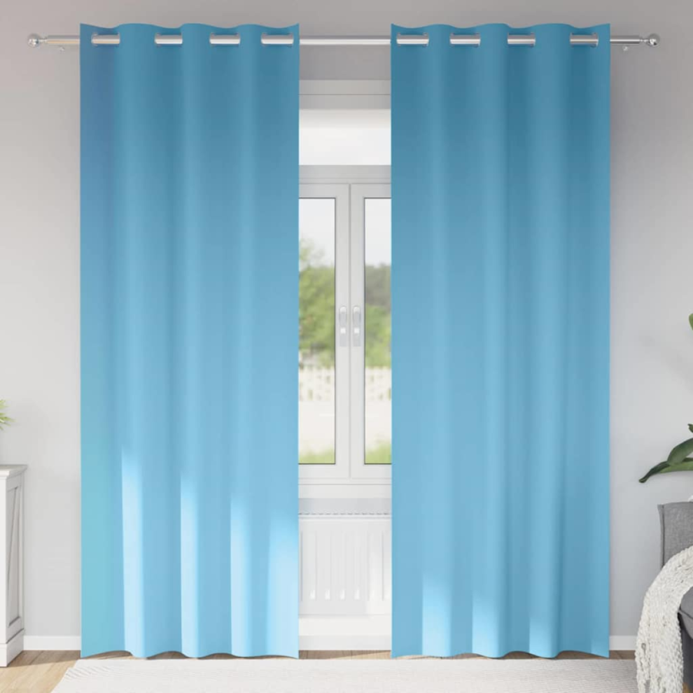 Vidaxl Blackout Curtains With Rings 2 Pcs Light Blue 225 X 140 Cm