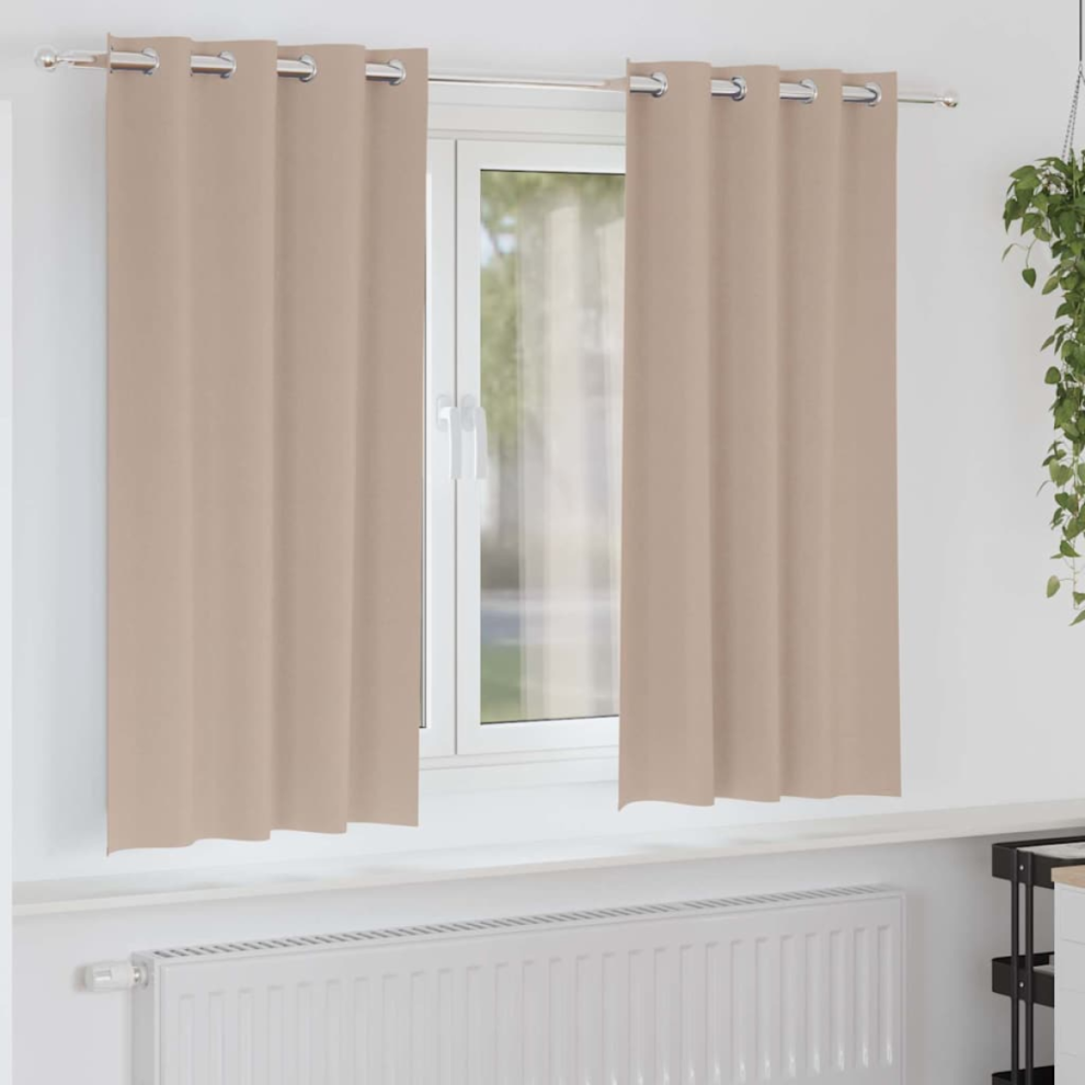 Vidaxl Blackout Curtains With Rings 2 Pcs Taupe 175 X 140 Cm Polyester