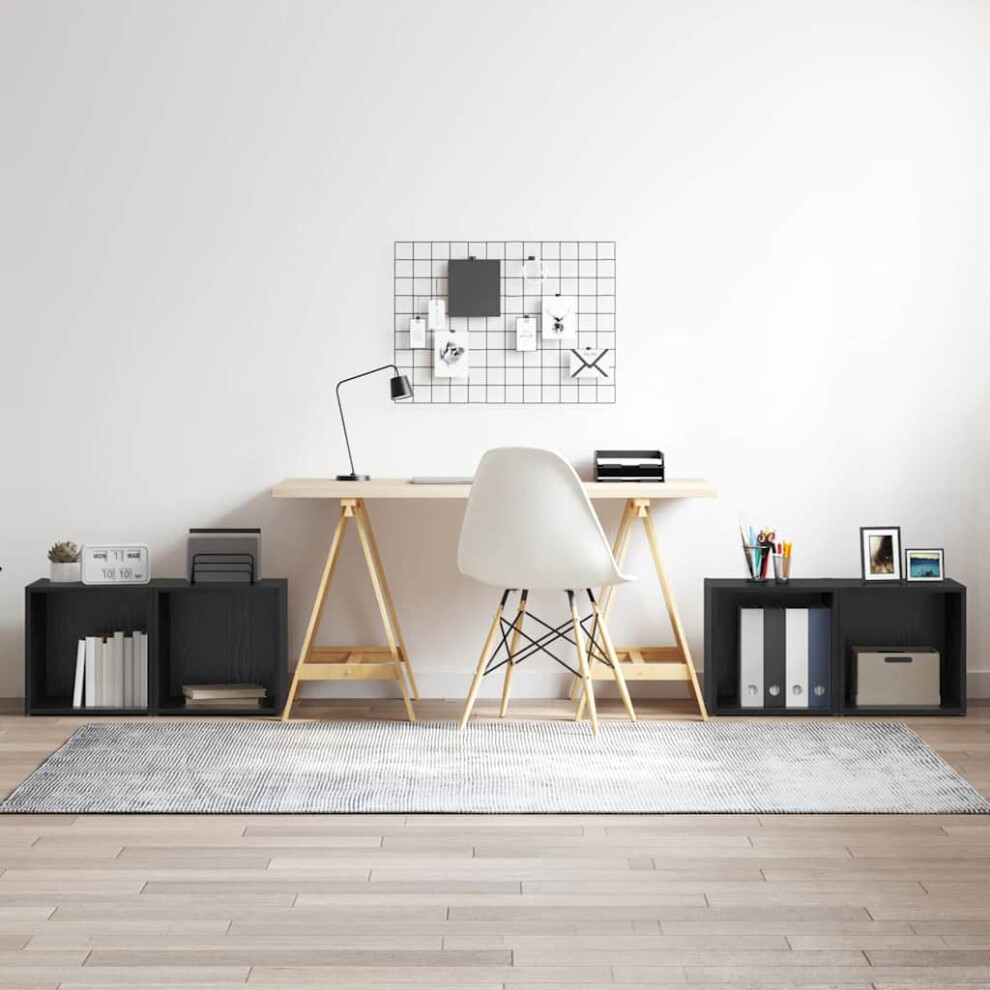 Vidaxl Tv Cabinet Set 4 Pcs Black 37 X 35 X 37.5 Cm Engineered Wood