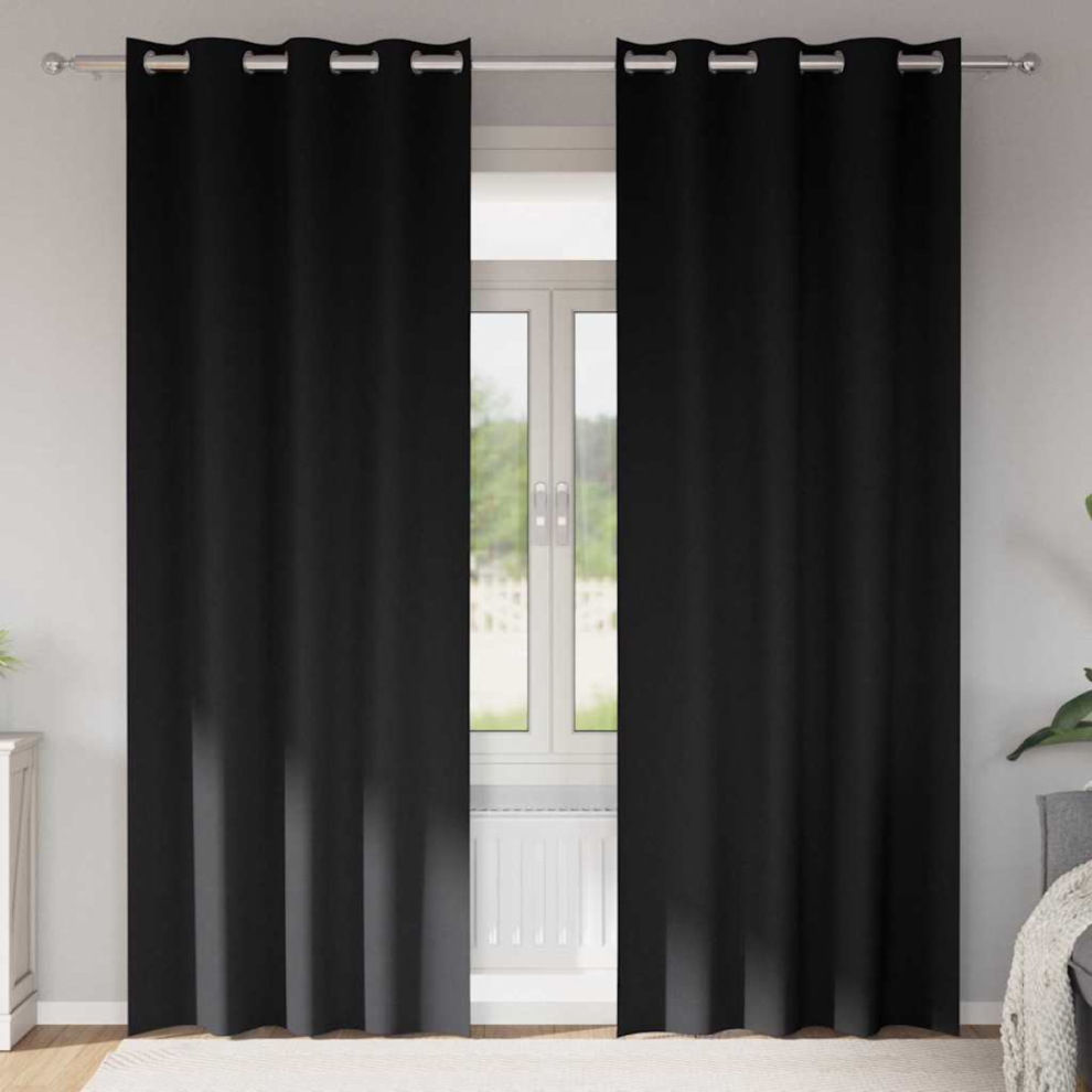 vidaXL - Blackout Curtains - 225 x 140 cm - Black - Image 2