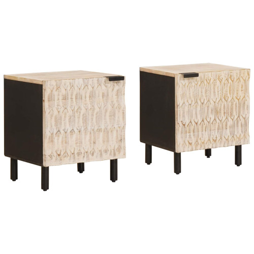 VidaXL vidaXL Bedside Cabinet 2 pcs White 40 x 33 x 46 cm Solid Mango Wood