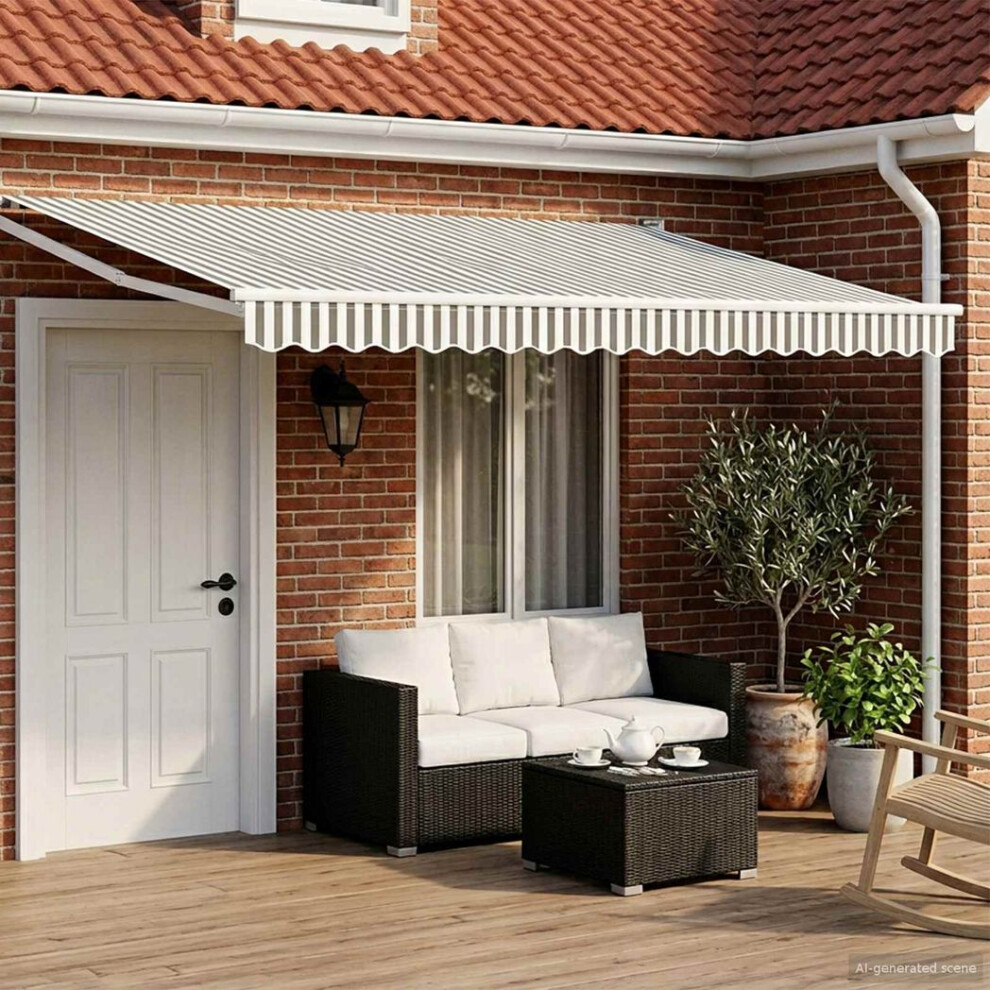 Vidaxl Manual Retractable Awning With Leds 4.5 X 3 M