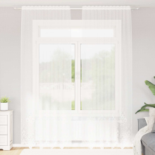 vidaXL Lace Curtain with Curtains Floral White 280 x 150 cm Polyester
