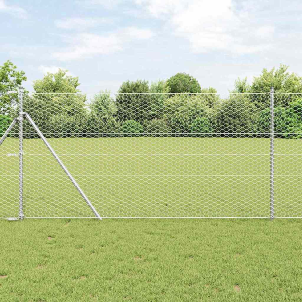 Vidaxl Hexagon Fence Silver 1.2 X 50 M Galvanised Steel