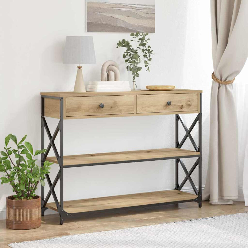 Vidaxl Console Table With Drawer Artisan Oak 100 X 28 X 75 Cm