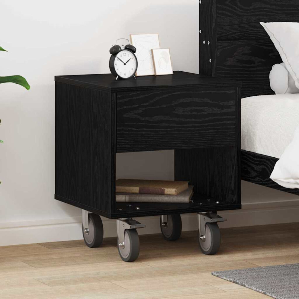 Vidaxl Bedside Table Black Oak 40.5 X 40 X 48 Cm Engineered Wood