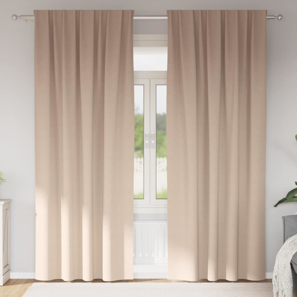 Vidaxl Blackout Curtains With Rings 2 Pcs Taupe 245 X 140 Cm Polyester