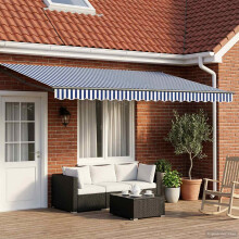 vidaXL Electric Retractable Awning Blue, White and Anthracite 4 x 3 m