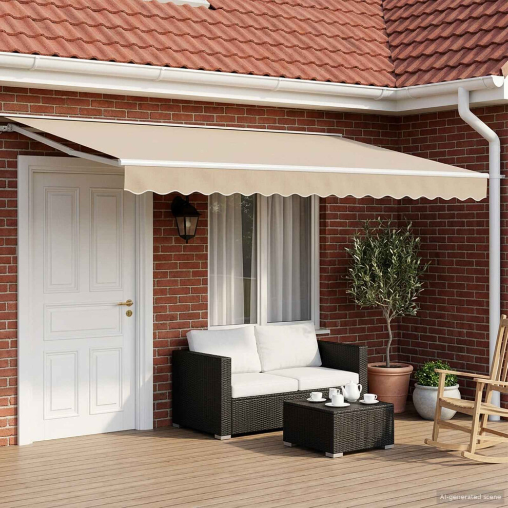 Vidaxl Beige And White 4 X 3 M Polyester With Pu Coating