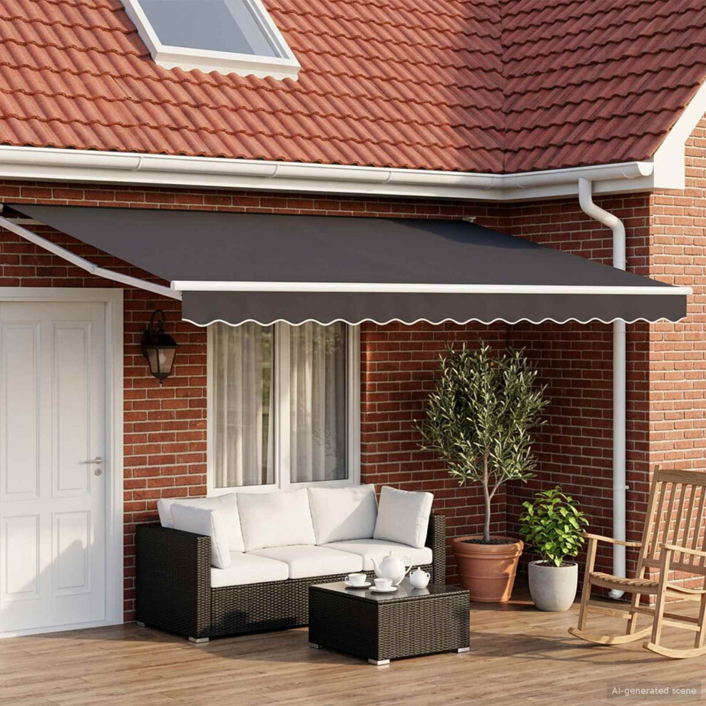 Vidaxl Manual Retractable Awning With Leds 5 X 3 M