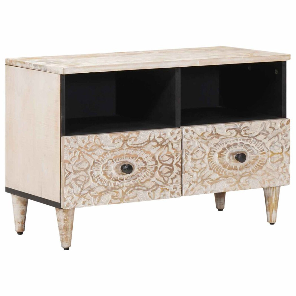 Vidaxl Tv Cabinet White 70 X 33.5 X 46 Cm Solid Mango Wood
