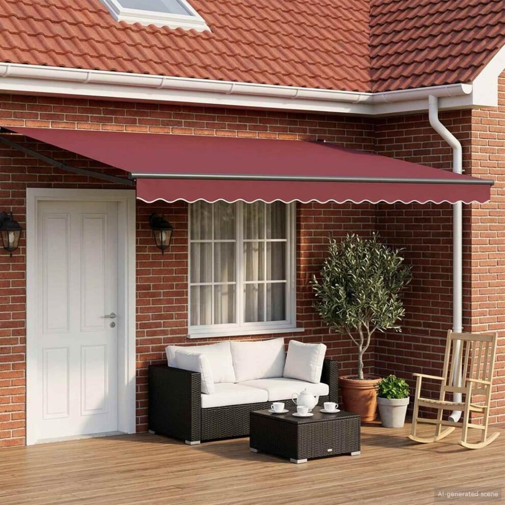Vidaxl Manual Retractable Awning With Leds 4.5 X 3 M