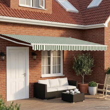 vidaXL Electric Retractable Awning Green and White 4 x 3 m