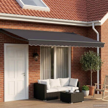 vidaXL Manual Retractable Awning with LEDs Anthracite 4 x 3 m