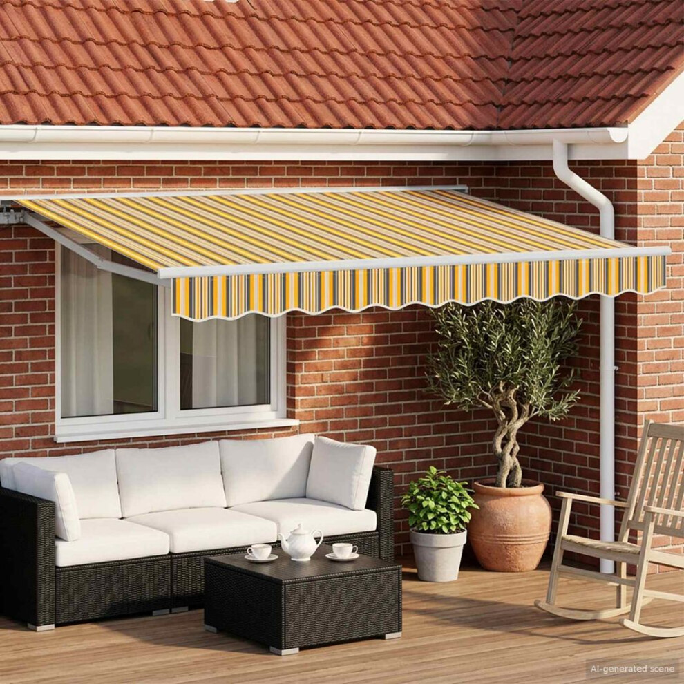 Vidaxl Electric Retractable Awning Yellow, Grey And White 3 X 2.5 M