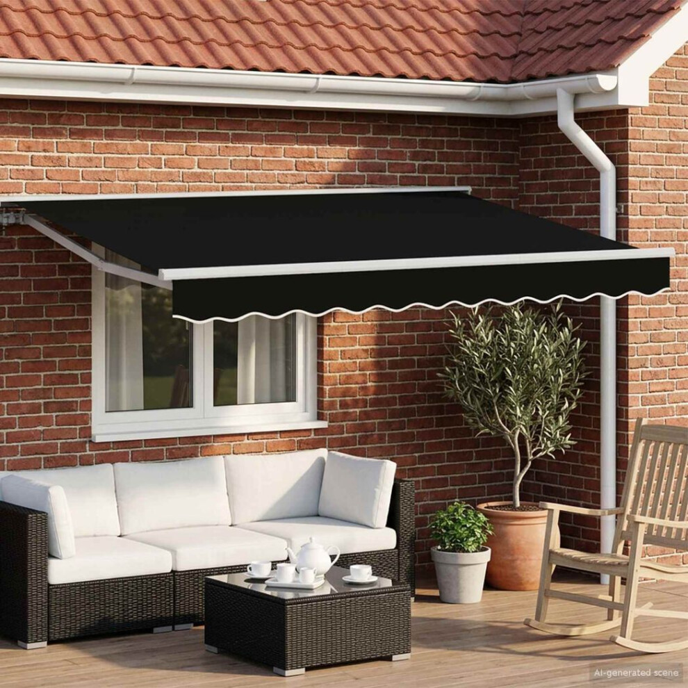 Vidaxl Electric Retractable Awning Black And White 3 X 2.5 M