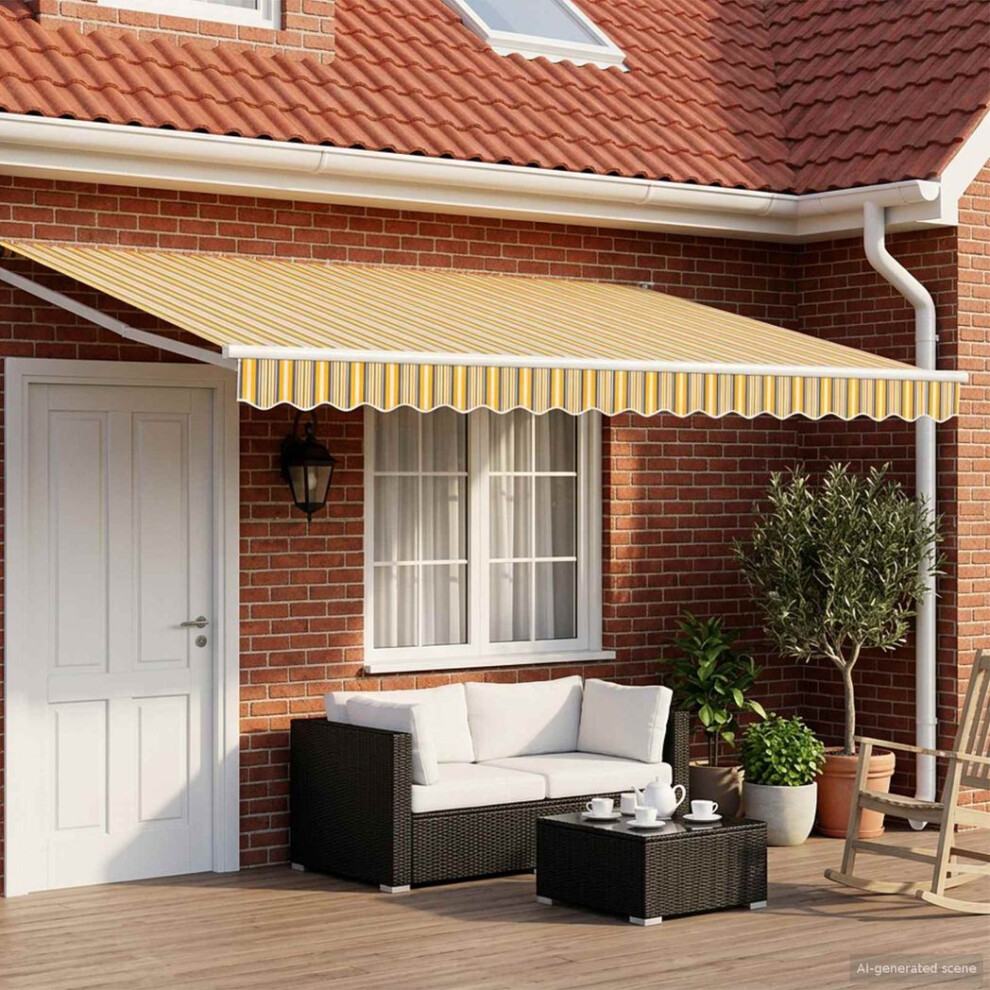 Vidaxl Manual Retractable Awning With Leds 4 X 3 M