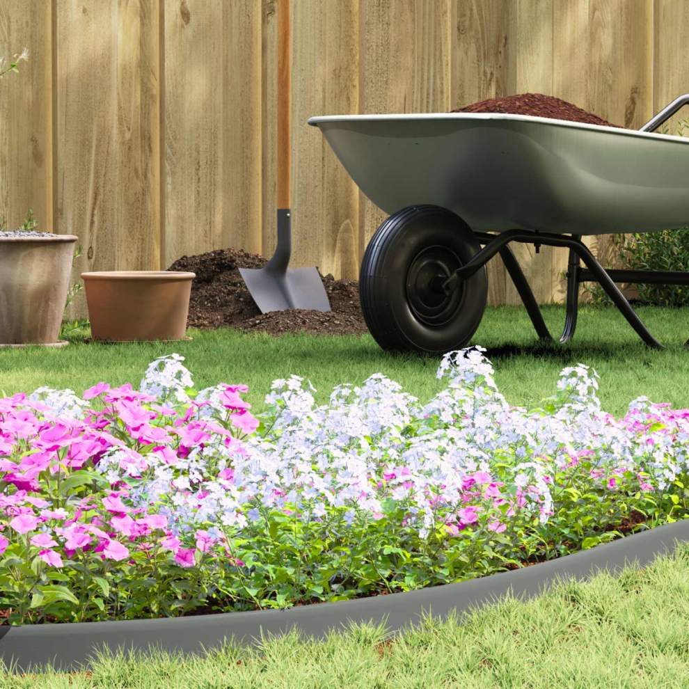 Vidaxl Lawn Edgings Grey 3000 X 4 X 5 Cm Plastic