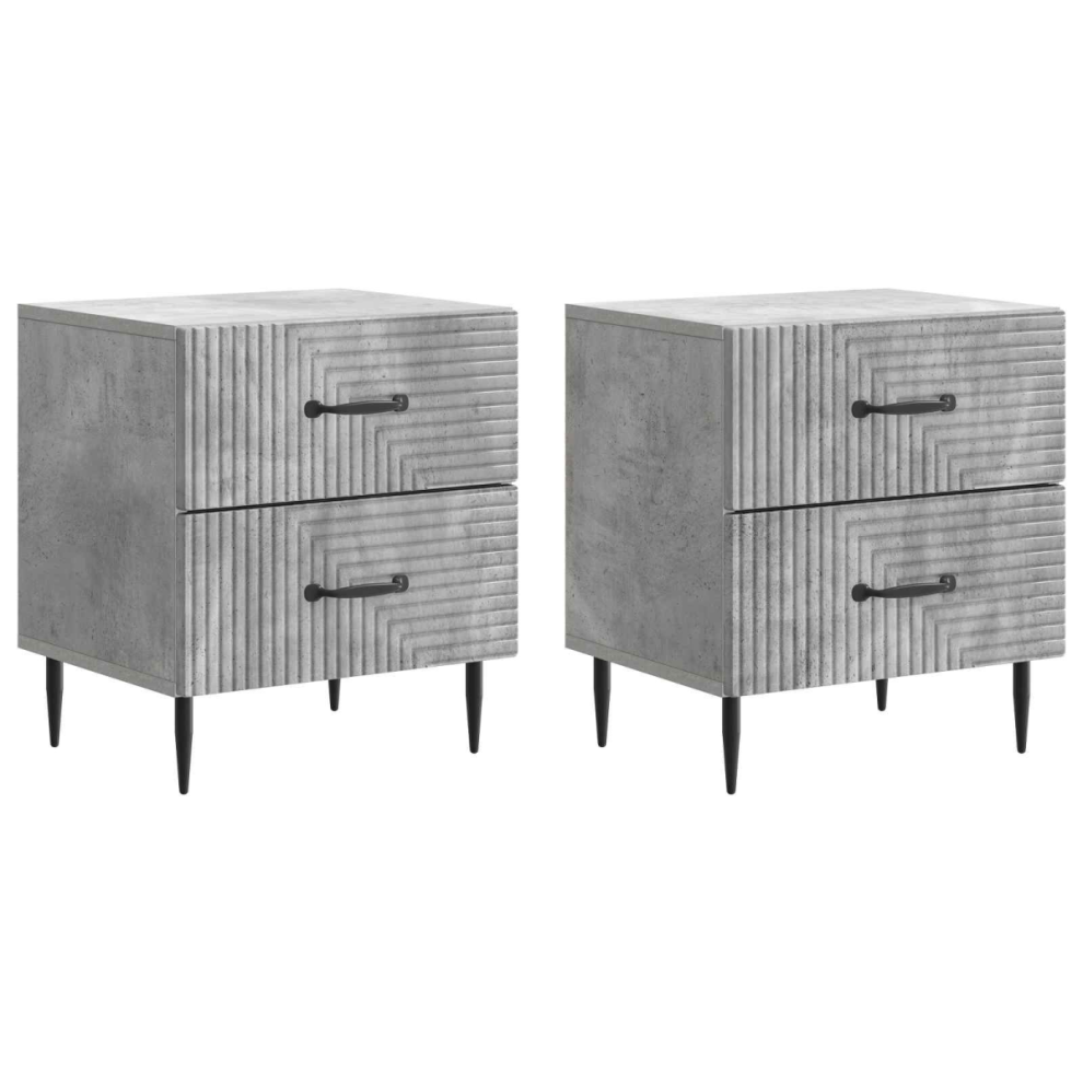 Vidaxl Bedside Cabinet 2 Pcs Concrete Grey 43 X 34.5 X 47.5 Cm
