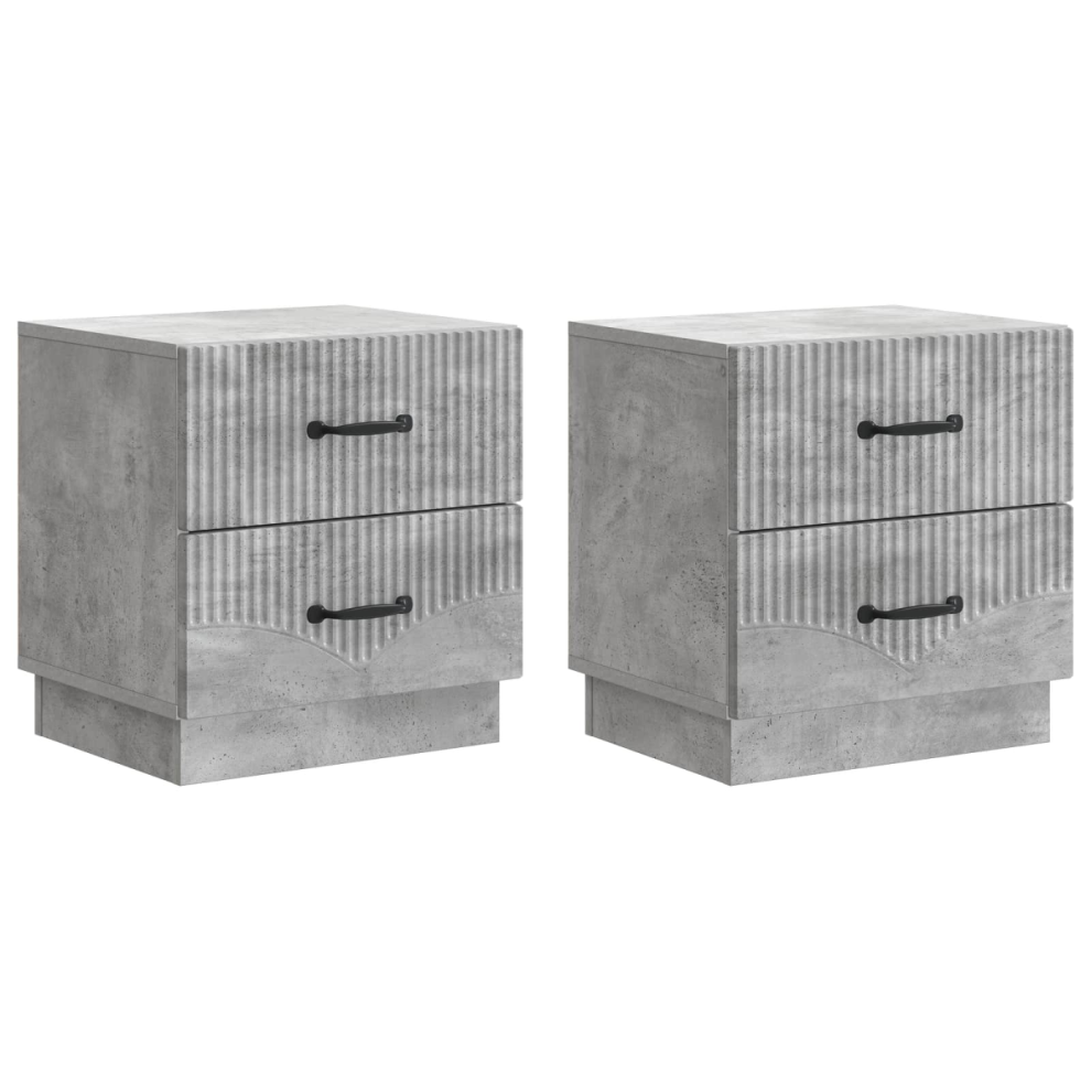 Vidaxl Bedside Cabinet 2 Pcs Concrete Grey 43 X 34.5 X 44.5 Cm