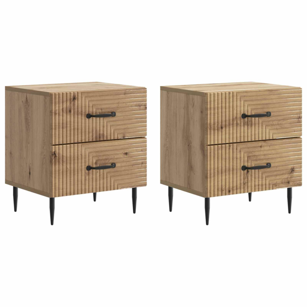 Vidaxl Bedside Cabinet 2 Pcs Artisan Oak 43 X 34.5 X 47.5 Cm